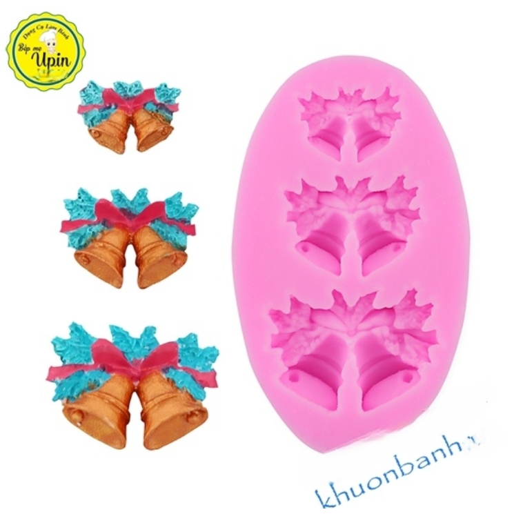 Khuôn silicon vỉ 3 chuông đôi làm bánh