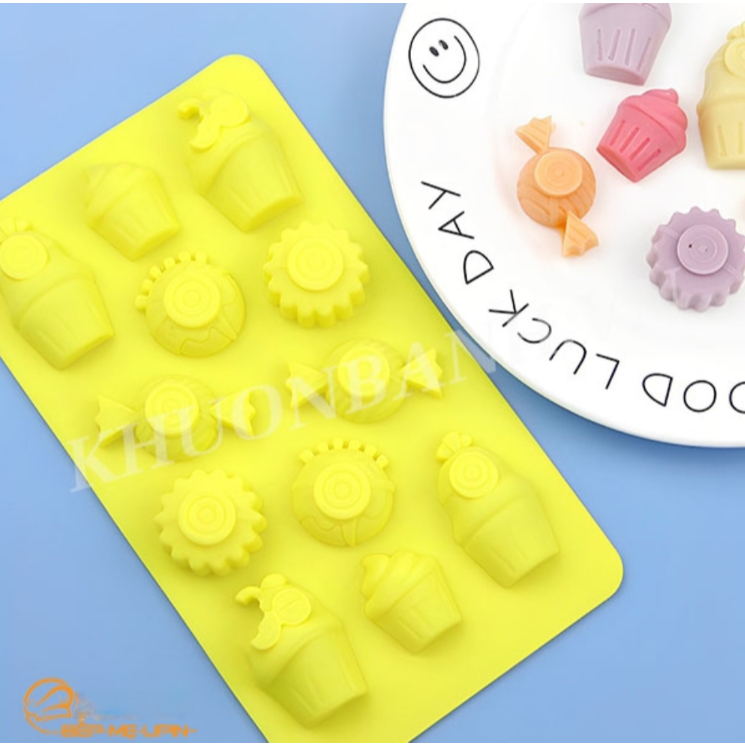 Vỉ kem cốc kẹo ngọt minion khuôn silicon làm bánh