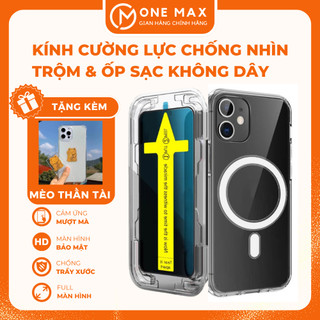   COMBO Kính cường lực chống nhìn trộm khung tự dán & Ốp sạc không dây cho IP x xr xs 11 12 13 14 15 16 pro plus promax 