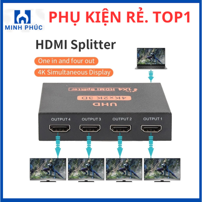 Bộ chia hub HDMI 1 Ra 4 Full HD 1080P. HDMI Splitter 1x4 cổng, bộ chia HDMI, Cổng HDMI
