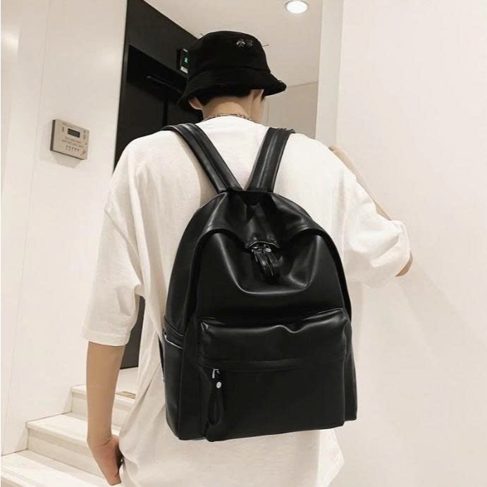 Balo Da Trơn Nam Nữ Unisex Chống Nước Phong Cách Hàn Quốc Form Đẹp Đi Học Đi Làm BL024