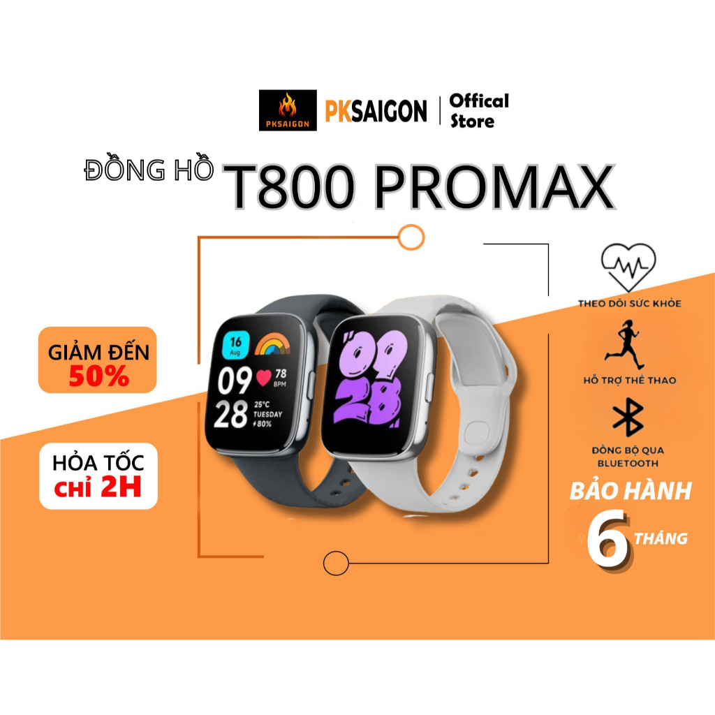  Đồng hồ thông minh PKSAIGON T800 PRM Nghe gọi Chơi game Nhận thông báo Theo dõi sức khỏe Chống nước cho Nam và Nữ 