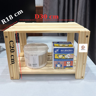 Kệ gỗ Thông đa năng 2 tầng, kệ để sách, kệ để cây, kệ gia vị kèm phụ kiện lắp đặt. D30*R18*C20 cm - Tiệm Decor H.P