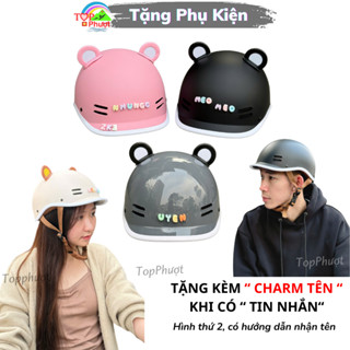 Nón bảo hiểm Cá Heo nam nữ cao cấp, tặng kèm quà tặng tai gấu và charm tên gắn mũ cute