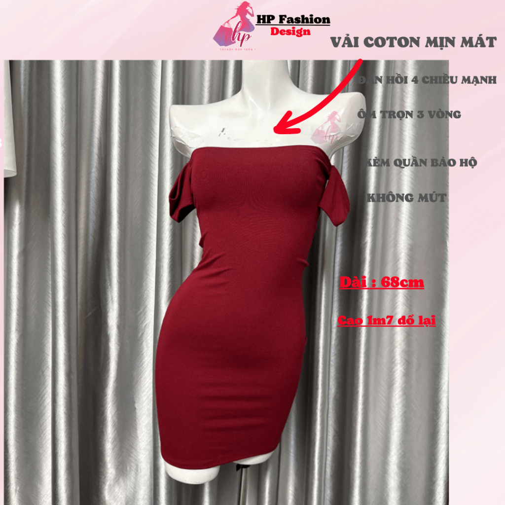[XẢ KHO TẾT]Đầm trễ vai body dáng ngắn body không mút, váy kiểu nữ màu đen nâu sáng da đi tiệc bigsize HP29 | BigBuy360 - bigbuy360.vn