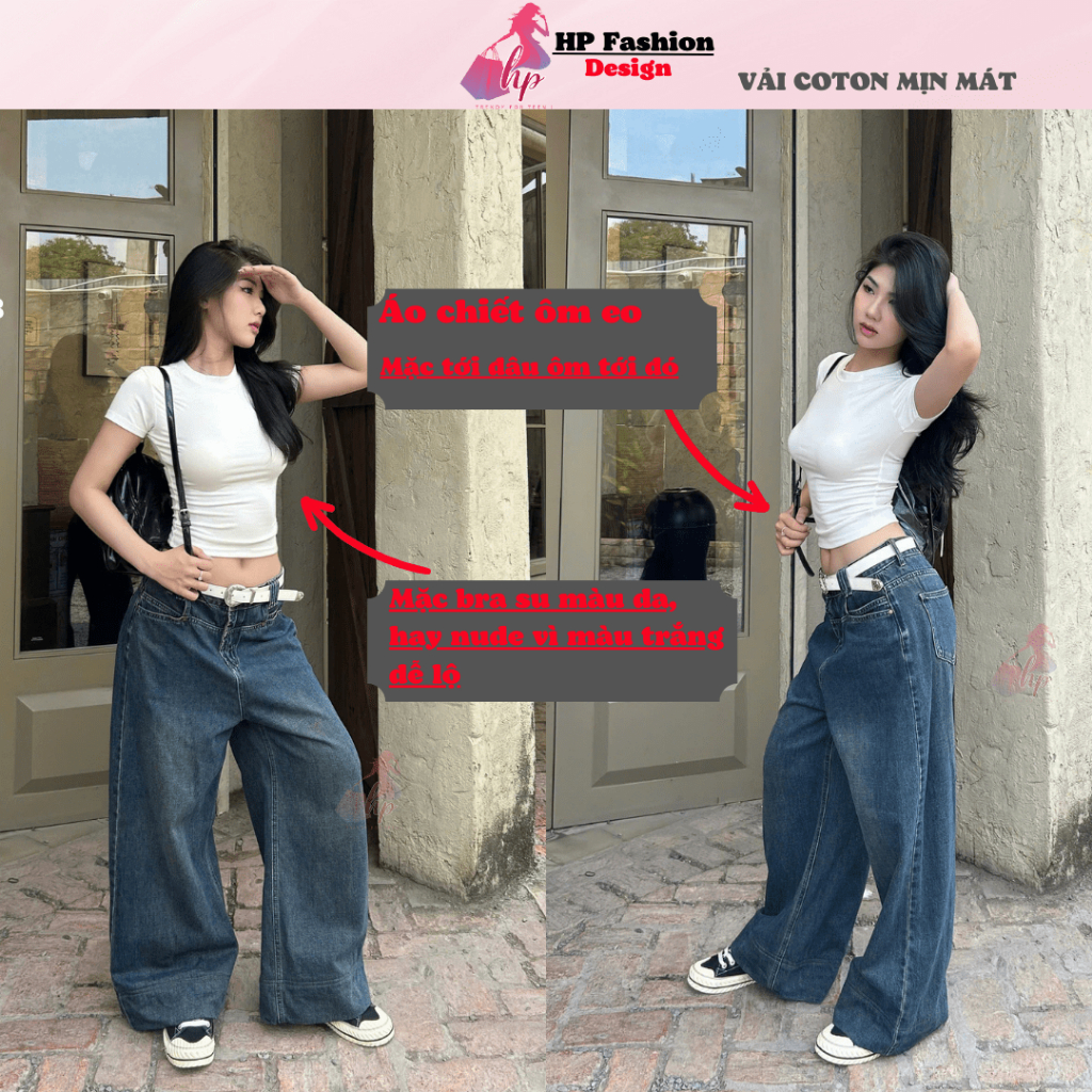 [COTTON mịn] Áo thun nữ chiết eo basic cổ tròn, áo phông nữ ôm body cộc ngắn tay vải  baby tee có bigsize mùa hè HP30 | BigBuy360 - bigbuy360.vn