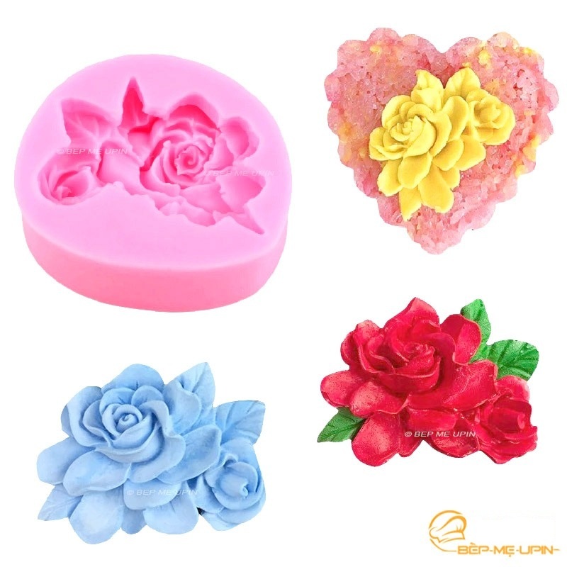Khuôn silicon hoa hồng chùm hồng 7cm khuôn xôi hoa đậu
