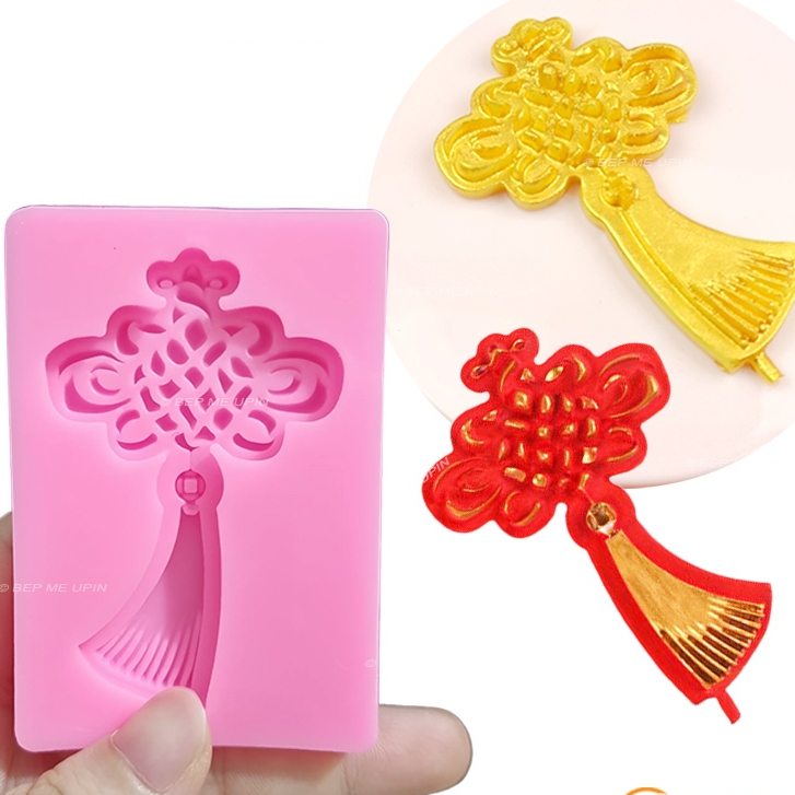 Khuôn silicon hình dây nơ treo như ý dài đơn chiếc