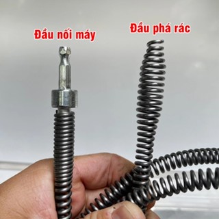 Dây thông cống lò xo gắn máy khoan, cáp thông cống chất liệu thép không gỉ