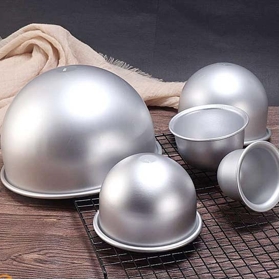 Khuôn nhôm bán cầu loại đúc dày làm bánh sinh nhật rau câu khuôn nướng bánh bánh bông lan phú sĩ