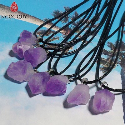 Dây chuyền tinh thể đá Thạch Anh Tím hợp mệnh Hỏa & Thổ - Ngọc Quý