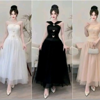 ĐẦM TAFTA PHỐI LƯỚI,ĐẦM DỰ TIỆC SANG CHẢNH TRỄ VAI CÓ MÚT ĐÍNH PHỤ KIỆN (mặc được 2 kiểu) SIÊU TÔN DÁNG CHO NÀNG.