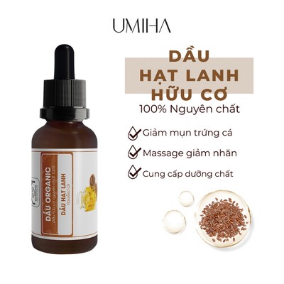 Dầu Hạt Lanh Umiha Nguyên Chất 10/30ml Ngăn Ngừa Mụn Trứng Cá Và Vẩy Nến, Giúp Căng Và Làm Mền Da