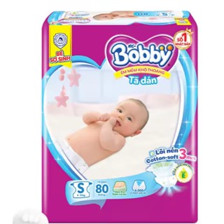 Tã Dán Trẻ Em Bobby Size S 80 Miếng ( S80 Cho Bé 4 Đến 8 Kg) - Bỉm Dán Bobby Size S