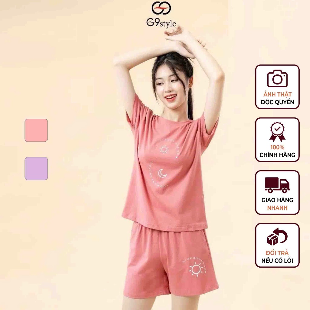 Bộ cotton in mặt trời 011 G9moza, chất cotton mềm mịn thoáng mát dáng thể thao