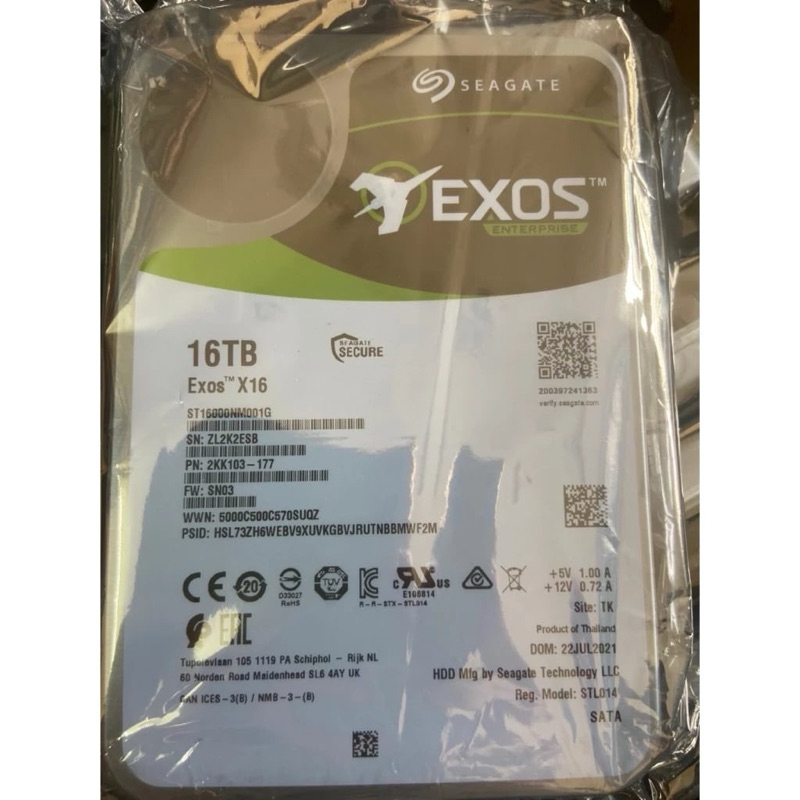 Ổ cứng HDD Seagate Exos 16TB ST16000NM001G - Sata 3(6Gb/s)/ 256Mb/ 7200 vòng/phút