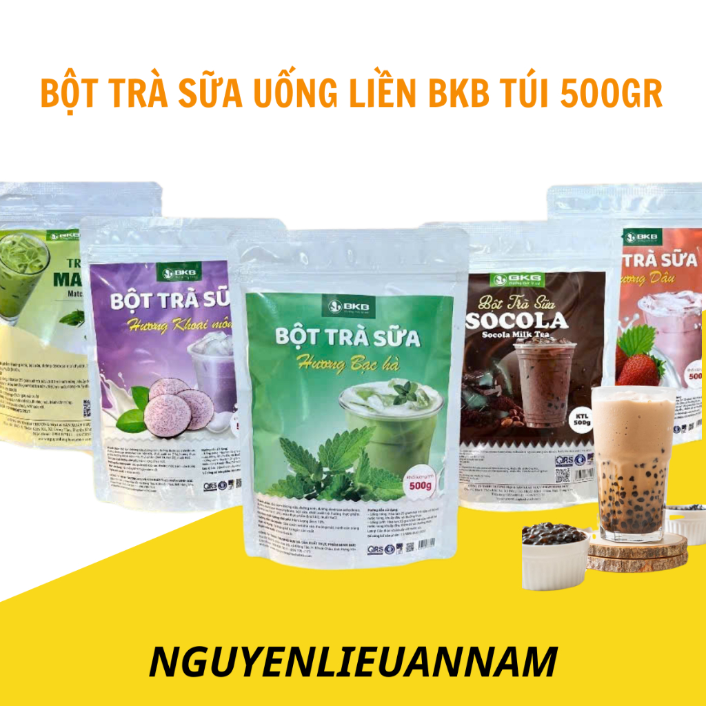 Bột trà sữa uống liền BKB các vị túi 500gr pha trà sữa thơm ngon, tiện lợi