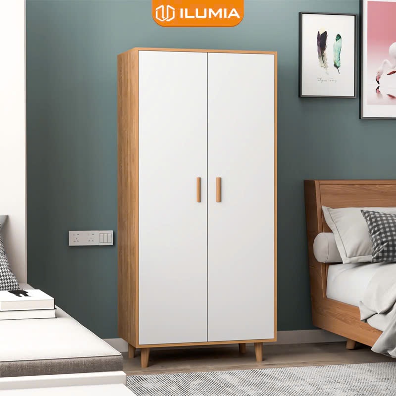 Tủ quần áo gỗ 2 cánh phong cách Nordic hiện đại thương hiệu ILUMIA- GP129