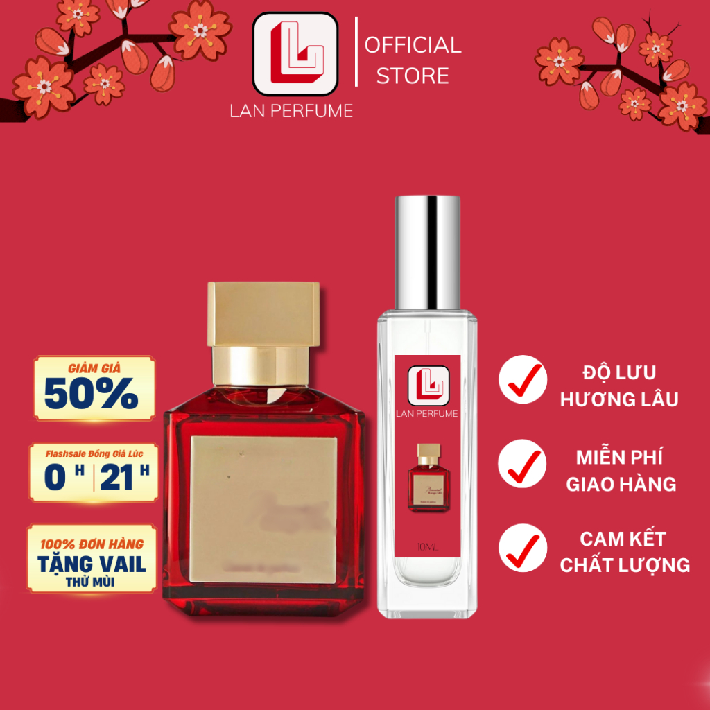 Nước hoa nam nữ MFK Baccarat Rouge 540, nước hoa chiết thơm lâu dung tích 10ml LAN Perfume - NH04