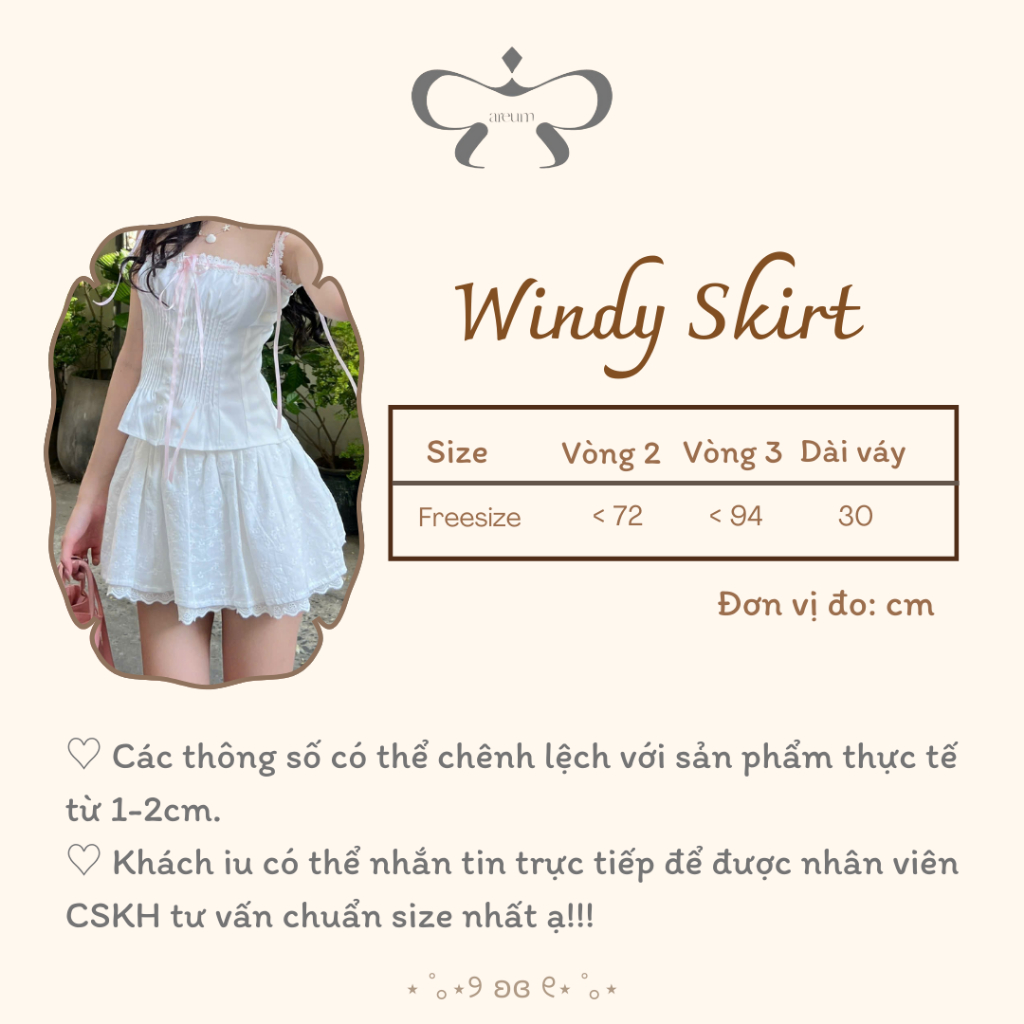 AREUM Chân váy Xòe phối ren Windy Skirt [CÓ QUẦN BẢO HỘ] | BigBuy360 - bigbuy360.vn