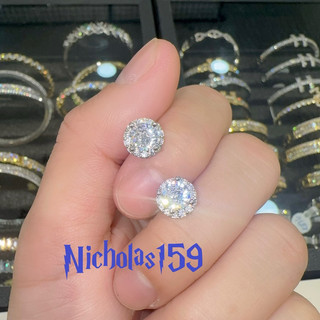  Bông tai tròn full đá mạ bạch kim Nicholas159 1 đôi  