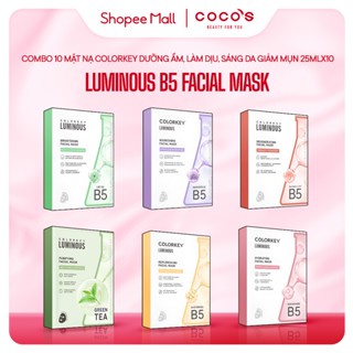 Combo 10 Mặt Nạ Colorkey Luminous B5 Facial Mask, Mặt Nạ Dưỡng Ẩm, Làm Dịu, Sáng Da Giảm Mụn 25mlx10
