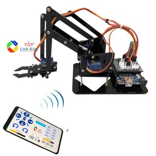 Bộ Cánh Tay Robot 4 Bậc Đầy Đủ Điều Khiển Bluetooth qua điện thoại - Arm 4DOF Arduino Uno R3 Control