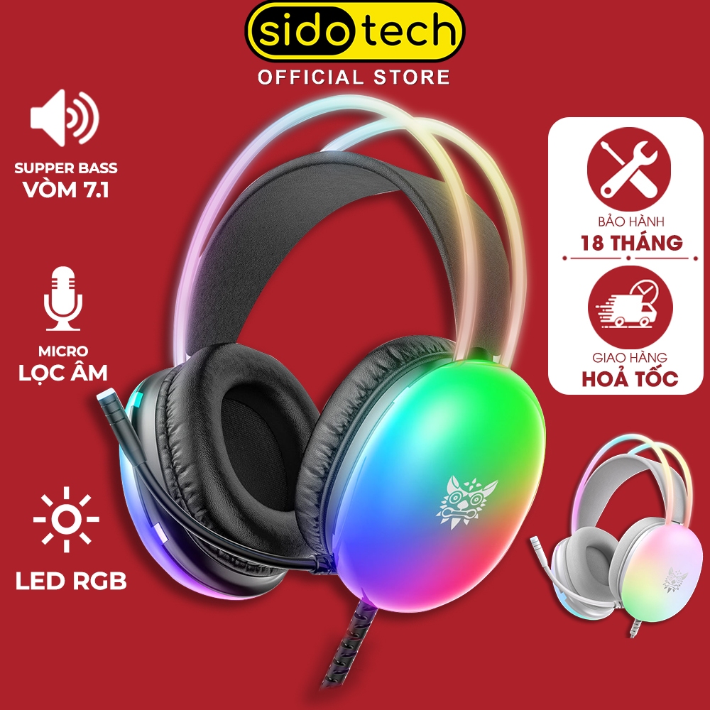 Tai nghe chụp tai có dây SIDOTECH ONIKUMA X25 gaming led RGB đẹp âm thanh vòm 3D 7.1 có mic chống ồn super bass cute