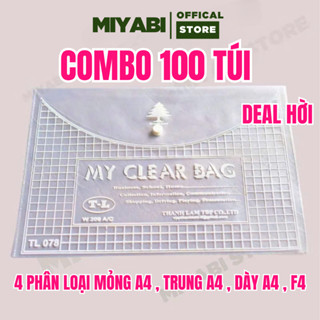  Combo 100 Túi clearbag đựng tài liệu A4 văn phòng phẩm trong suốt dùng cho học sinh  sinh viên 