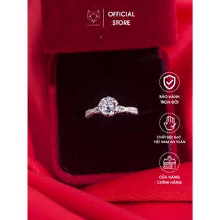 Nhẫn Nữ Bạc Ta Cáo Bạc Jewellery bạc Việt Nam ổ đá tám chấu cạnh vắt chéo quà tặng bạn gái năng động, dễ thương