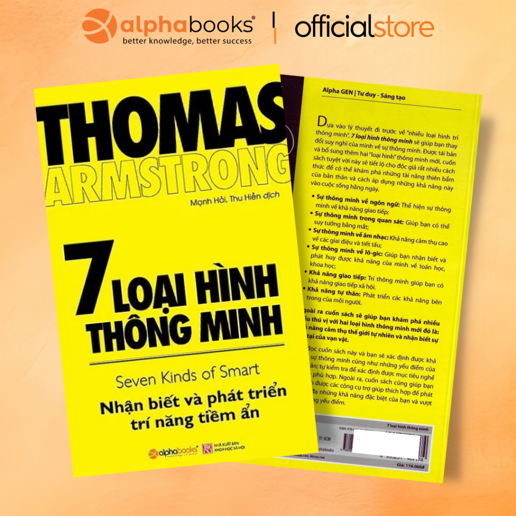 Sách - 7 Loại Hình Thông Minh - Nhận biết và phát triển trí năng tiềm ẩn (Tái Bản) (Alpha Books)