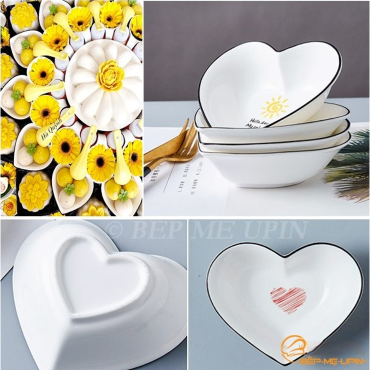 Bát sứ tim viền đen họa tiết tim cao cấp loại 1