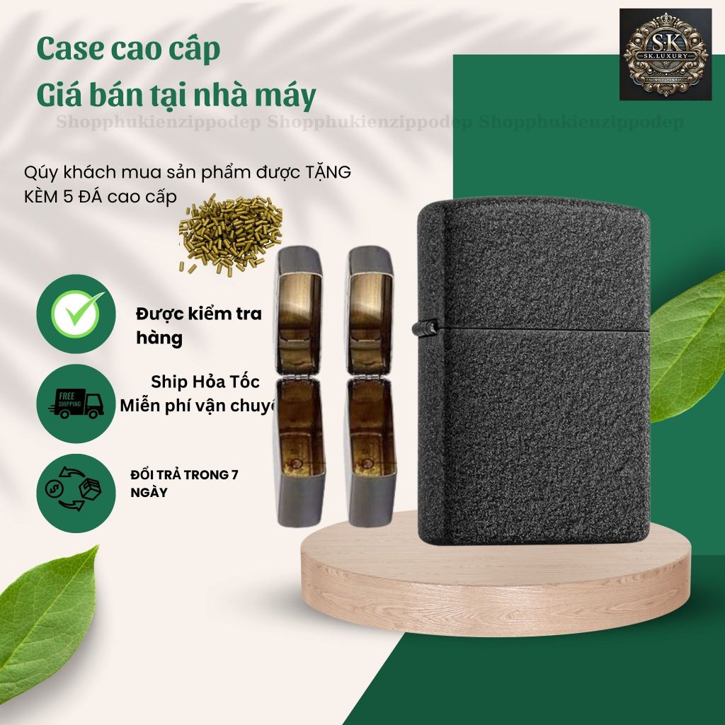 Case Zippo độc lạ, mẫu ĐEN SẦN cao cấp , tặng 5 đá zippo (YDENSAN),