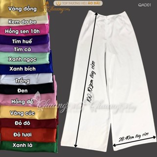 Quần mặc áo dài cách tân nữ truyền thống vải lụa phi bóng may sẵn nhiều màu dự tiệc lễ tết đẹp QAD01