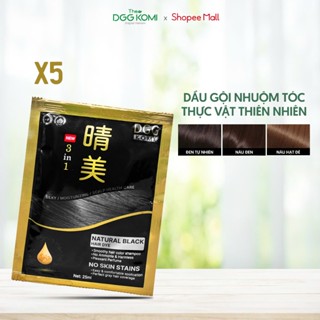 Dầu Gội Phủ Bạc DGG Komi Việt Nam gội là đen giữ màu tóc lâu, lên màu chuẩn 25ml - Combo 5 gói