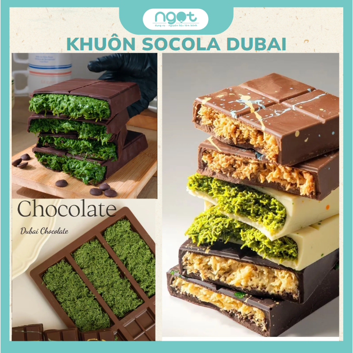 Khuôn socola silicone hình thỏi chocobark/ Khuôn socola Dubai silicone hot hit - NGỌT ĐỒ LÀM BÁNH
