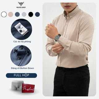 Áo Sơ Mi Nam Musland Cao Cấp Dài Tay Chống Nhăn Slim-fit Tà Lượn Cổ Button Down SM22072