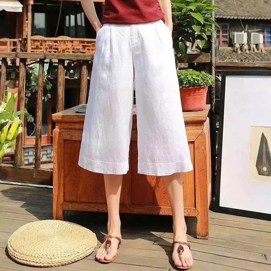 Quần Lửng Ống Rộng SLINEN - Chất Linen Bột Mát Mẻ, Dáng Suông, Dễ Phối Đồ