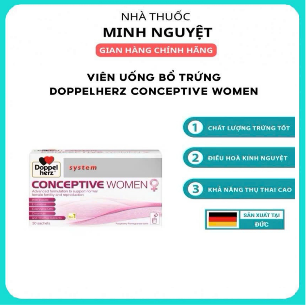 Conceptive Women - Bổ Trứng, Tăng Khả Năng Thụ Thai- Hộp 30 Gói (Chính Hãng Đức)