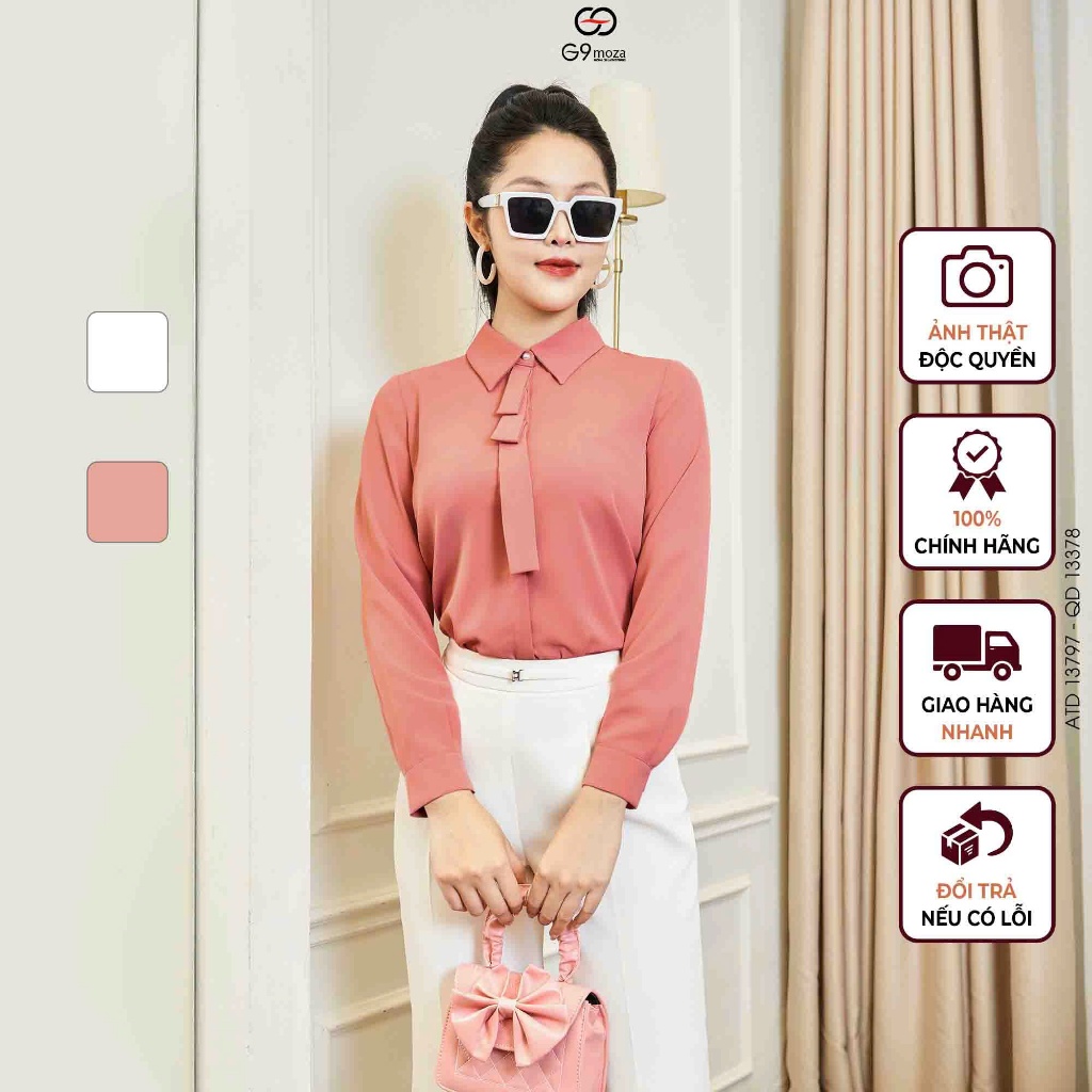 Áo sơ mi dài tay 13797 G9moza, chất lụa cát Hàn cao cấp, mềm mịn