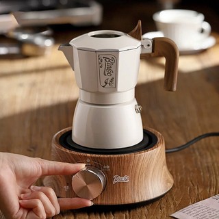 BinCoo Bếp Điện Mini 500W Đun Nước, Pha Trà, Cà Phê Moka Hoạ Tiết Vân Gỗ