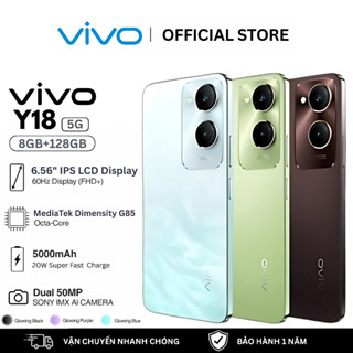 Điện Thoại Vivo Y18s 6GB+128GB | Pin 5000mAh, Camera 50MP | Màn hình 6.56" 90Hz | Sạc nhanh 15W