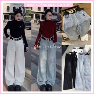 Quần jean suông nữ Quảng Châu thiết kế thêu ngựa dáng rộng trẻ trung tôn dáng rẻ đẹp