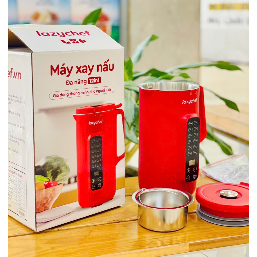 ( tặng sách công thức) Máy Làm Sữa Hạt 12in1 Lazychef,Máy Xay Nấu Đa Năng Máy Xay Sinh Tố, 10 Lưỡi D