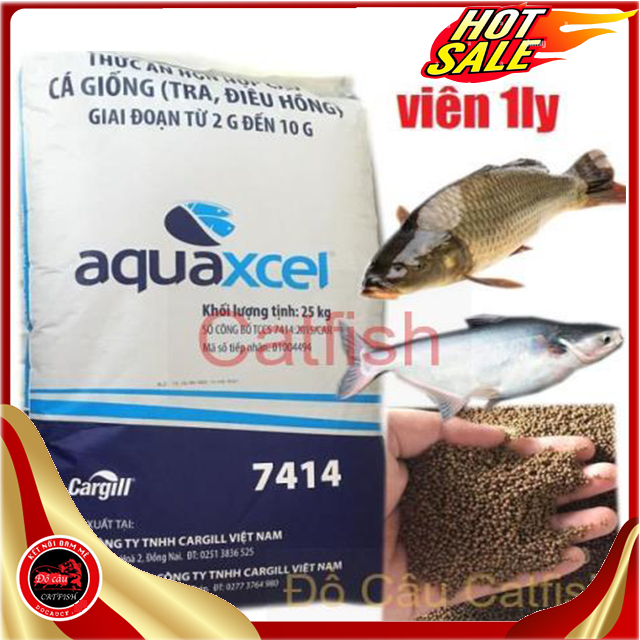 [BAO 25KG]01 BAO THỨC ĂN CÁ CARGILL 7414 (GIAO HCM) CHO CÁ ĂN HOĂC CÂU CÁ-40% ĐẠM-VIÊN 1 LY (1mm)-CÁ