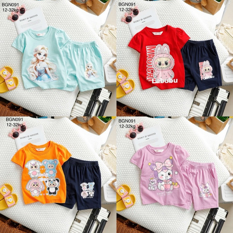 Set đùi bé gái Janeshop, Bộ đồ cotton cộc tay xuất dư siêu xinh và mềm mát