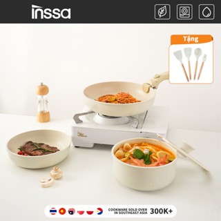 Inssa Bộ Nồi Chảo Chống Dính 3 Món Tay Cầm Tháo Rời 18cm/20cm/26cm GUOJ038 - Bảo Hành 1 Năm