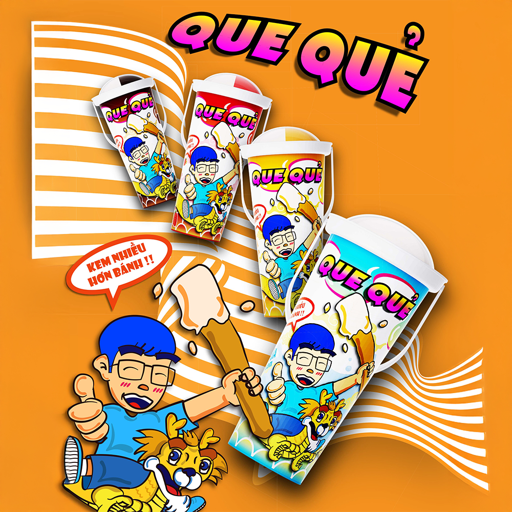 1 lốc 10 Bánh ly Que Quẻ 62g/ly ăn vặt cực dính