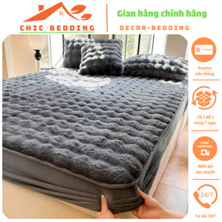 Bộ ga gối nỉ hồ ly bo chun thiết kế sang trọng cao cấp, Bộ ga giường vỏ gối nỉ chất liệu mềm mại ấm áp, không rụng lông