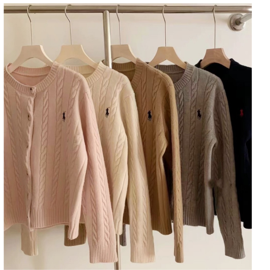ORDER-Áo Cardigan Len Dệt Kim Cổ Tròn Dài Tay Dáng Ôm Vừa Người  Phối Thêu Ngựa Ngực Phong Cách Hàn Quốc Tối Giản | BigBuy360 - bigbuy360.vn